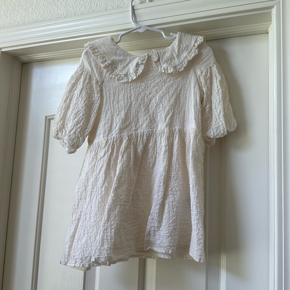 h&m dress with collar- cream- 3t